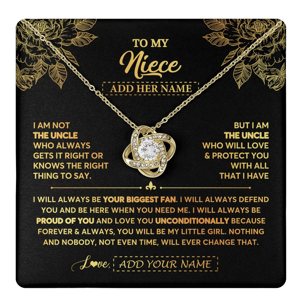 Love Knot Necklace 18K Yellow Gold Finish | 1 | Personalized To My Niece Gifts Necklace From Uncle Meaningful Family Jewelry Birthday Gifts For Niece Graduation Christmas Custom Gift Box Message Card | https://teecentury.