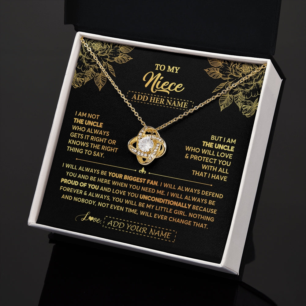Love Knot Necklace 18K Yellow Gold Finish | 2 | Personalized To My Niece Gifts Necklace From Uncle Meaningful Family Jewelry Birthday Gifts For Niece Graduation Christmas Custom Gift Box Message Card | https://teecentury.