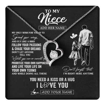Forever Love Necklace 14K White Gold Finish | 1 | Personalized To My Niece Gifts Necklace From Uncle My Only Wish For You Niece Birthday Gifts Graduation Christmas Customized Gift Box Message Card | teecentury.myshopify