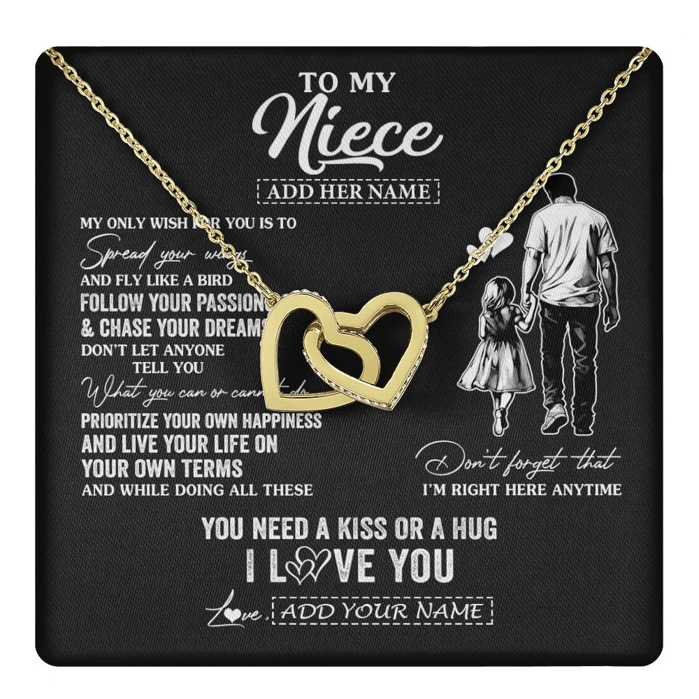 Interlocking Hearts Necklace 18K Yellow Gold Finish | 1 | Personalized To My Niece Gifts Necklace From Uncle My Only Wish For You Niece Birthday Gifts Graduation Christmas Customized Gift Box Message Card | teecentury.myshopify