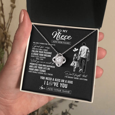Love Knot Necklace 14K White Gold Finish | 2 | Personalized To My Niece Gifts Necklace From Uncle My Only Wish For You Niece Birthday Gifts Graduation Christmas Customized Gift Box Message Card | teecentury.myshopify