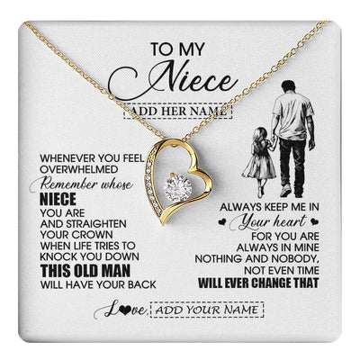 Forever Love Necklace 18K Yellow Gold Finish | 1 | Personalized To My Niece Gifts Necklace From Uncle Whenever Man Unique Birthday Gifts For Niece Graduation Christmas Customized Gift Box Message Card | teecentury.myshopify