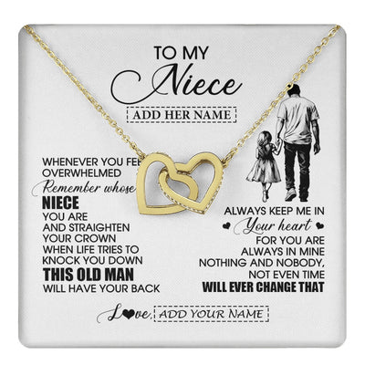 Interlocking Hearts Necklace 18K Yellow Gold Finish | 1 | Personalized To My Niece Gifts Necklace From Uncle Whenever Man Unique Birthday Gifts For Niece Graduation Christmas Customized Gift Box Message Card | teecentury.myshopify