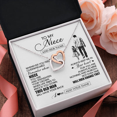 Interlocking Hearts Necklace Stainless Steel & Rose Gold Finish | 2 | Personalized To My Niece Gifts Necklace From Uncle Whenever Man Unique Birthday Gifts For Niece Graduation Christmas Customized Gift Box Message Card | teecentury.myshopify