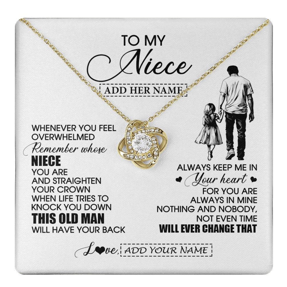 Love Knot Necklace 18K Yellow Gold Finish | 1 | Personalized To My Niece Gifts Necklace From Uncle Whenever Man Unique Birthday Gifts For Niece Graduation Christmas Customized Gift Box Message Card | teecentury.myshopify
