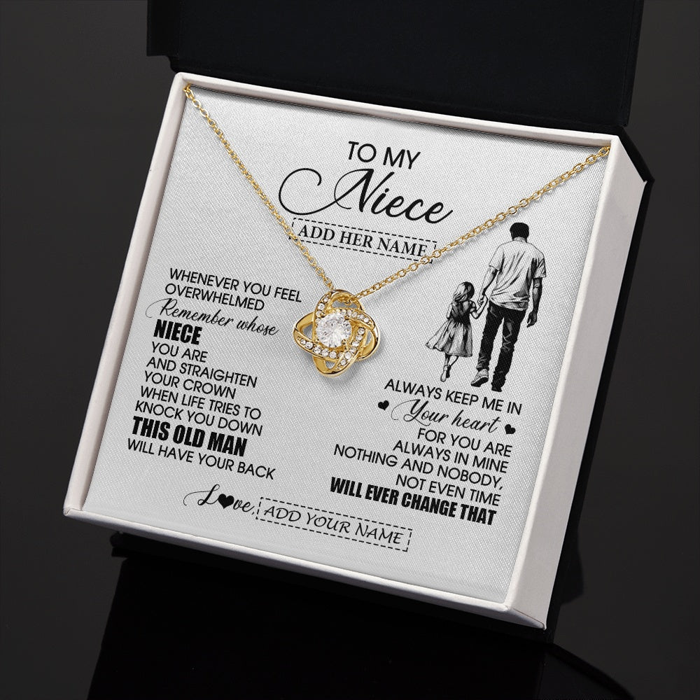 Love Knot Necklace 18K Yellow Gold Finish | 2 | Personalized To My Niece Gifts Necklace From Uncle Whenever Man Unique Birthday Gifts For Niece Graduation Christmas Customized Gift Box Message Card | teecentury.myshopify
