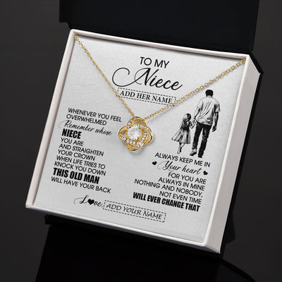 Love Knot Necklace 18K Yellow Gold Finish | 2 | Personalized To My Niece Gifts Necklace From Uncle Whenever Man Unique Birthday Gifts For Niece Graduation Christmas Customized Gift Box Message Card | teecentury.myshopify