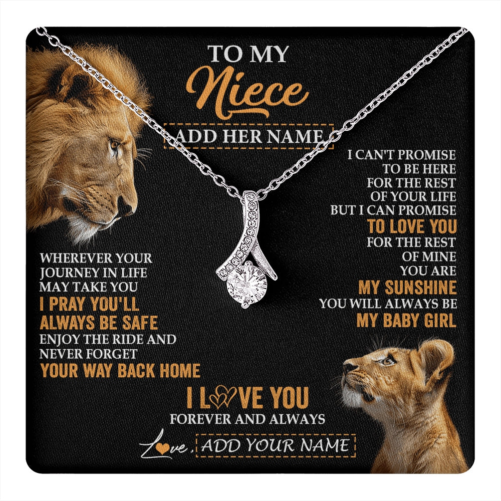Alluring Beauty Necklace 14K White Gold Finish | 1 | Personalized To My Niece Gifts Necklace From Uncle Wherever Your Journey In Life Lion Niece Birthday Gifts Christmas Custom Gift Box Message Card | https://teecentury.