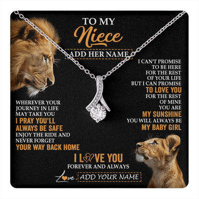 Alluring Beauty Necklace 14K White Gold Finish | 1 | Personalized To My Niece Gifts Necklace From Uncle Wherever Your Journey In Life Lion Niece Birthday Gifts Christmas Custom Gift Box Message Card | https://teecentury.