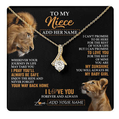 Alluring Beauty Necklace 18K Yellow Gold Finish | 1 | Personalized To My Niece Gifts Necklace From Uncle Wherever Your Journey In Life Lion Niece Birthday Gifts Christmas Custom Gift Box Message Card | https://teecentury.
