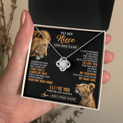 Love Knot Necklace 14K White Gold Finish | 2 | Personalized To My Niece Gifts Necklace From Uncle Wherever Your Journey In Life Lion Niece Birthday Gifts Christmas Custom Gift Box Message Card | https://teecentury.