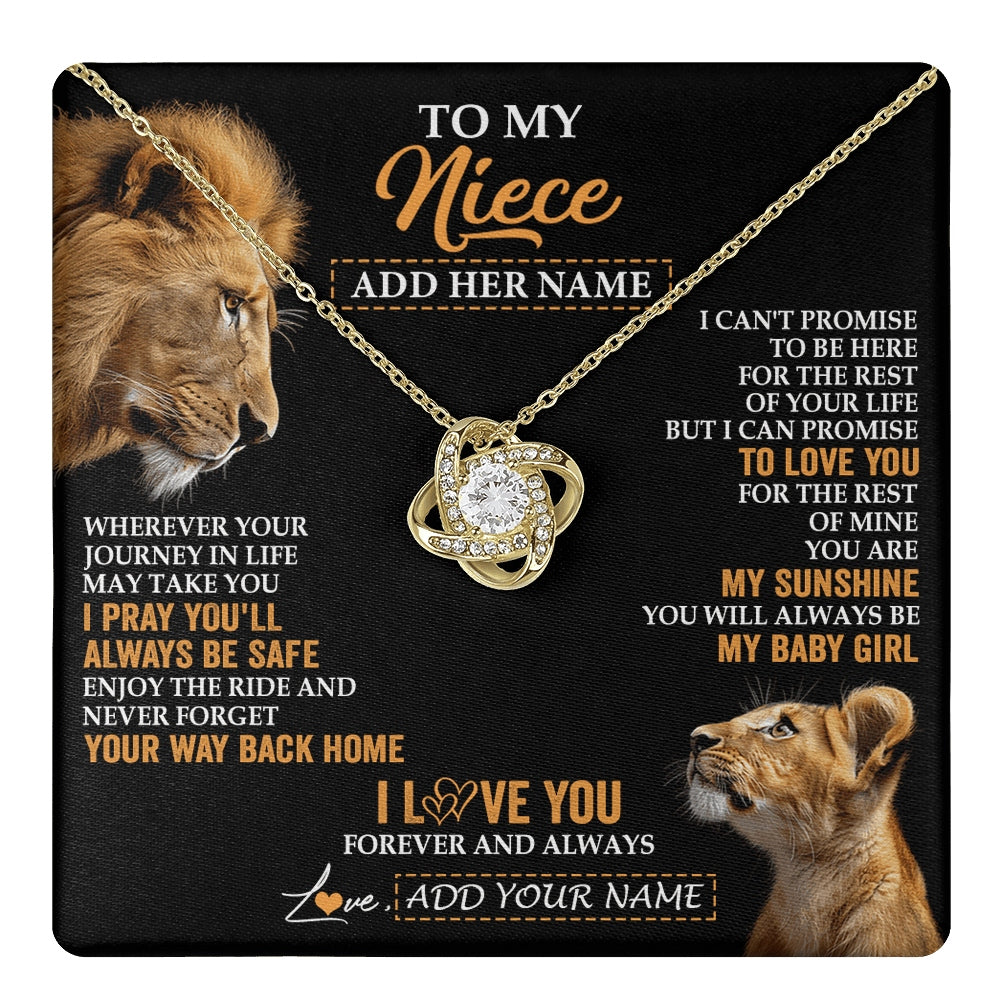 Love Knot Necklace 18K Yellow Gold Finish | 1 | Personalized To My Niece Gifts Necklace From Uncle Wherever Your Journey In Life Lion Niece Birthday Gifts Christmas Custom Gift Box Message Card | https://teecentury.