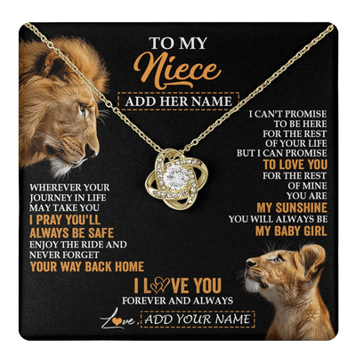 Love Knot Necklace 18K Yellow Gold Finish | 1 | Personalized To My Niece Gifts Necklace From Uncle Wherever Your Journey In Life Lion Niece Birthday Gifts Christmas Custom Gift Box Message Card | https://teecentury.