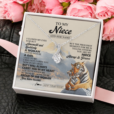 Alluring Beauty Necklace 14K White Gold Finish | 2 | Personalized To My Niece Gifts Necklace Tiger From Aunt Uncle Auntie You Are My Niece Birthday Gifts Graduation Christmas Custom Gift Box Message Card | https://teecentury.