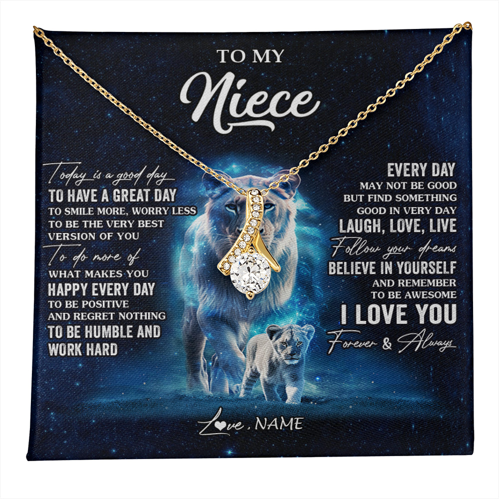 Alluring Beauty Necklace 18K Yellow Gold Finish | 1 | Personalized To My Niece Lion Necklace From Aunt Auntie Today Is A Good Day Niece Gifts Birthday Jewelry Graduation Christmas Customized Gift Box Message Card | teecentury