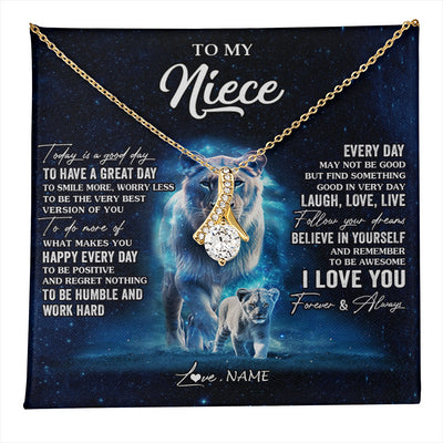 Alluring Beauty Necklace 18K Yellow Gold Finish | 1 | Personalized To My Niece Lion Necklace From Aunt Auntie Today Is A Good Day Niece Gifts Birthday Jewelry Graduation Christmas Customized Gift Box Message Card | teecentury