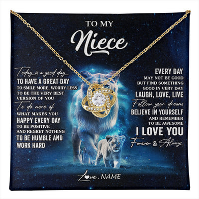 Love Knot Necklace 18K Yellow Gold Finish | 1 | Personalized To My Niece Lion Necklace From Aunt Auntie Today Is A Good Day Niece Gifts Birthday Jewelry Graduation Christmas Customized Gift Box Message Card | teecentury