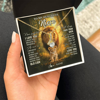 Alluring Beauty Necklace 18K Yellow Gold Finish | 2 | Personalized To My Niece Lion Necklace From Uncle Never Forget That I Love You Niece Birthday Gifts Graduation Christmas Customized Gift Box Message Card | teecentury