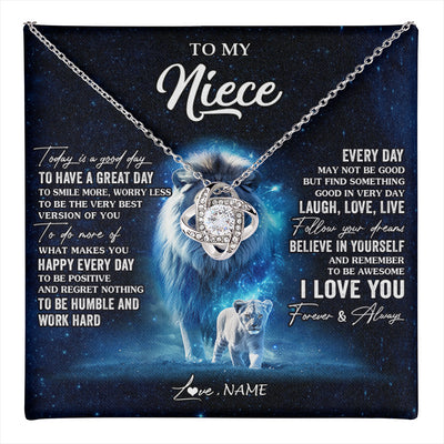 Love Knot Necklace 14K White Gold Finish | 1 | Personalized To My Niece Lion Necklace From Uncle Today Is A Good Day Niece Gifts Birthday Jewelry Graduation Christmas Customized Gift Box Message Card | teecentury