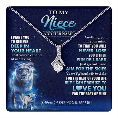 Alluring Beauty Necklace 14K White Gold Finish | 1 | Personalized To My Niece Necklace From Aunt Auntie Believe Your Heart Niece Gift Birthday Graduation Christmas Customized Gift Box Message Card | teecentury.myshopify