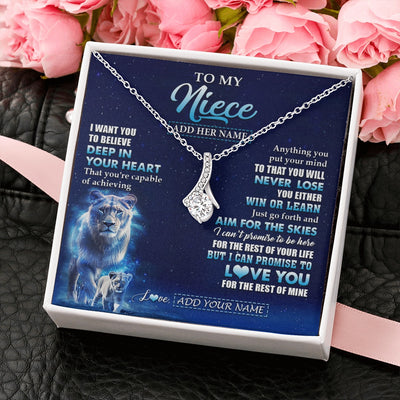 Alluring Beauty Necklace 14K White Gold Finish | 2 | Personalized To My Niece Necklace From Aunt Auntie Believe Your Heart Niece Gift Birthday Graduation Christmas Customized Gift Box Message Card | teecentury.myshopify