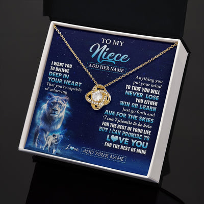 Love Knot Necklace 18K Yellow Gold Finish | 2 | Personalized To My Niece Necklace From Aunt Auntie Believe Your Heart Niece Gift Birthday Graduation Christmas Customized Gift Box Message Card | teecentury.myshopify