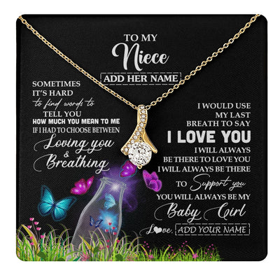 Alluring Beauty Necklace 18K Yellow Gold Finish | 1 | Personalized To My Niece Necklace From Aunt Auntie Butterfly Sometimes Say I Love You Niece Birthday Graduation Christmas Customized Gift Box Message Card | teecentury.myshopify