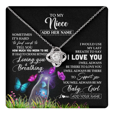 Love Knot Necklace 14K White Gold Finish | 1 | Personalized To My Niece Necklace From Aunt Auntie Butterfly Sometimes Say I Love You Niece Birthday Graduation Christmas Customized Gift Box Message Card | teecentury.myshopify