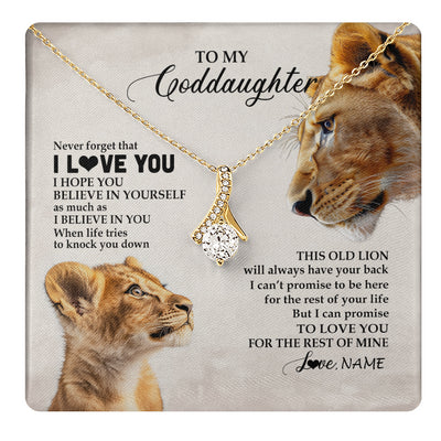 Alluring Beauty Necklace 18K Yellow Gold Finish | 1 | Personalized To My Niece Necklace From Aunt Auntie Never Forget I Love You Lion Niece Birthday Graduation Christmas Customized Message Card | teecentury