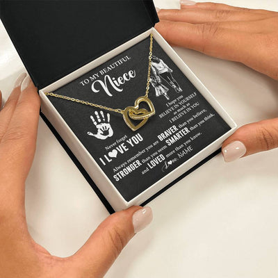 Interlocking Hearts Necklace 18K Yellow Gold Finish | 2 | Personalized To My Niece Necklace From Aunt Auntie Never Forget I Love You Niece Birthday Gifts Christmas New Year Graduation Customized Gift Box Message Card | teecentury