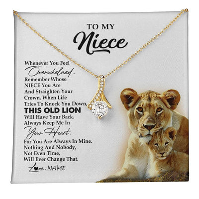 Alluring Beauty Necklace 18K Yellow Gold Finish | 1 | Personalized To My Niece Necklace From Aunt Auntie Whenever You Fell Overwhelmed Lion Niece Birthday Graduation Christmas Customized Gift Box Message Card | teecentury