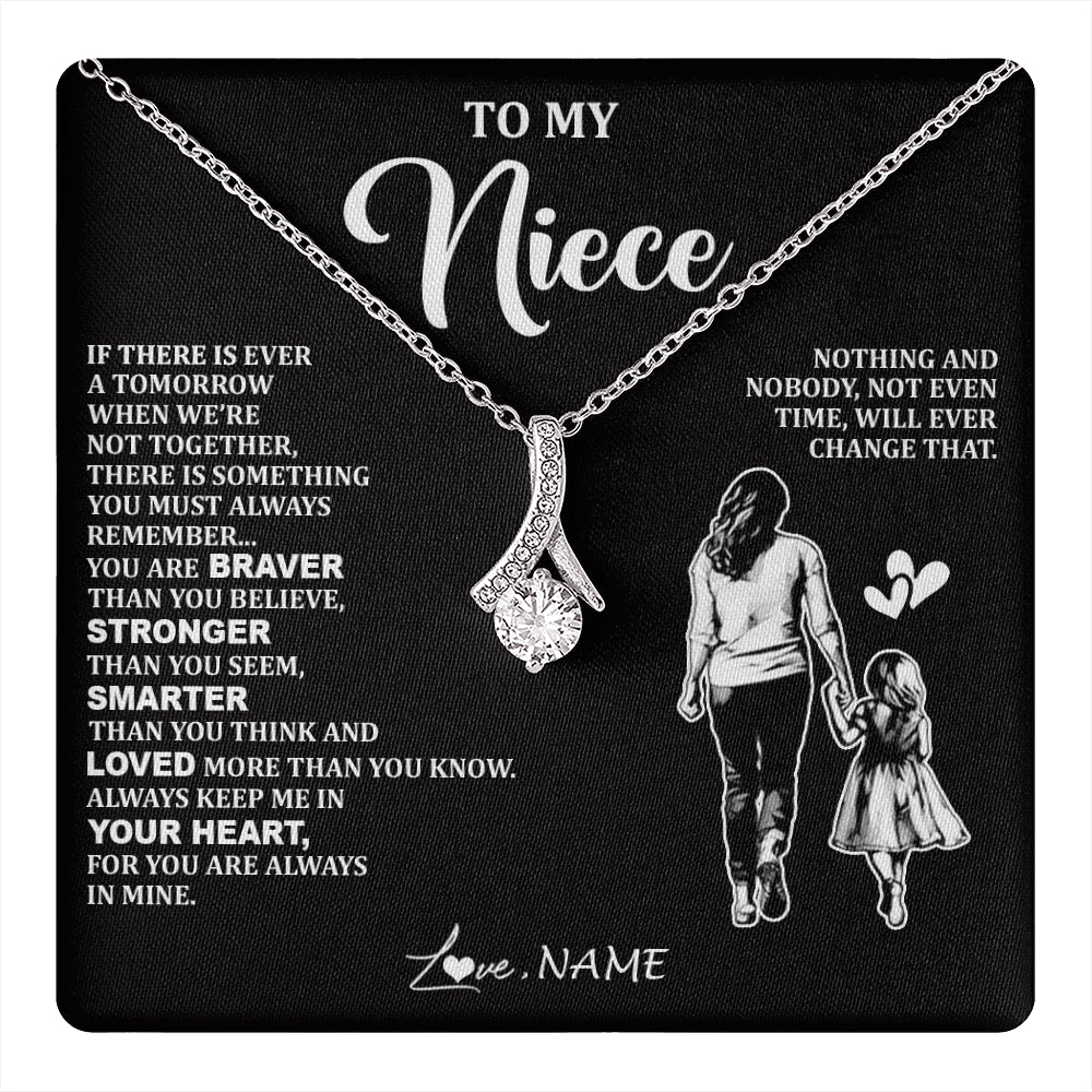Alluring Beauty Necklace 14K White Gold Finish | 1 | Personalized To My Niece Necklace From Aunt Auntie You Are Always In Mine Beautiful Niece Jewelry Birthday Graduation Christmas With Gift Box Message Card | teecentury