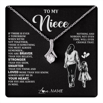 Alluring Beauty Necklace 14K White Gold Finish | 1 | Personalized To My Niece Necklace From Aunt Auntie You Are Always In Mine Beautiful Niece Jewelry Birthday Graduation Christmas With Gift Box Message Card | teecentury