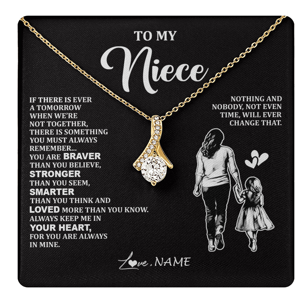 Alluring Beauty Necklace 18K Yellow Gold Finish | 1 | Personalized To My Niece Necklace From Aunt Auntie You Are Always In Mine Beautiful Niece Jewelry Birthday Graduation Christmas With Gift Box Message Card | teecentury
