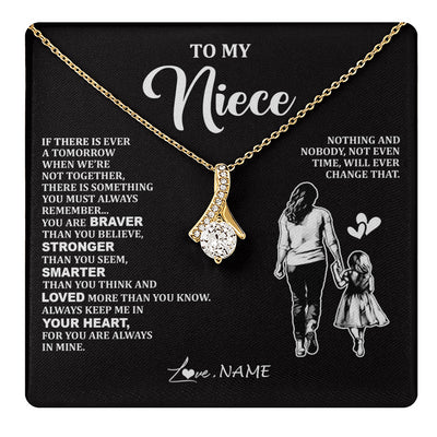 Alluring Beauty Necklace 18K Yellow Gold Finish | 1 | Personalized To My Niece Necklace From Aunt Auntie You Are Always In Mine Beautiful Niece Jewelry Birthday Graduation Christmas With Gift Box Message Card | teecentury