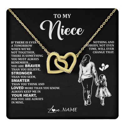 Interlocking Hearts Necklace 18K Yellow Gold Finish | 1 | Personalized To My Niece Necklace From Aunt Auntie You Are Always In Mine Beautiful Niece Jewelry Birthday Graduation Christmas With Gift Box Message Card | teecentury