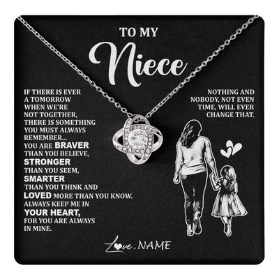 Love Knot Necklace 14K White Gold Finish | 1 | Personalized To My Niece Necklace From Aunt Auntie You Are Always In Mine Beautiful Niece Jewelry Birthday Graduation Christmas With Gift Box Message Card | teecentury