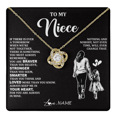 Love Knot Necklace 18K Yellow Gold Finish | 1 | Personalized To My Niece Necklace From Aunt Auntie You Are Always In Mine Beautiful Niece Jewelry Birthday Graduation Christmas With Gift Box Message Card | teecentury