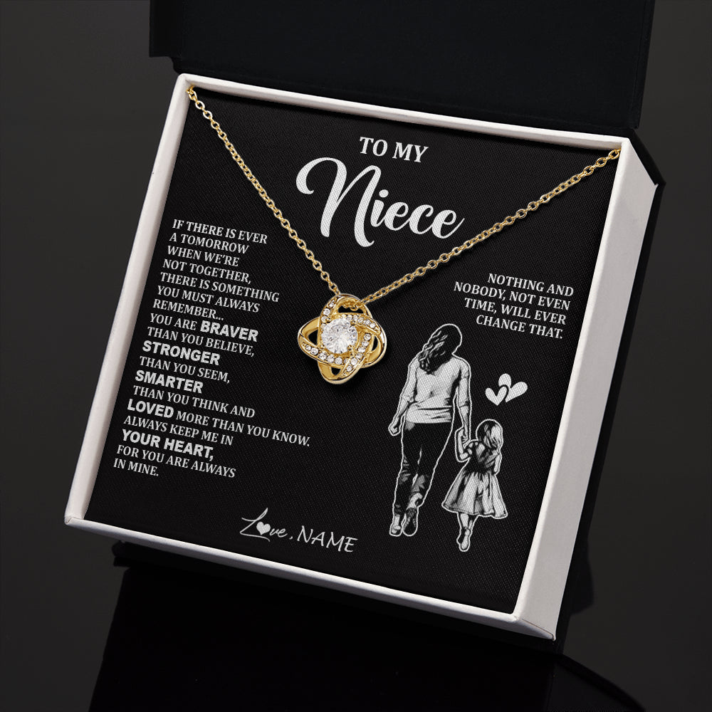 Love Knot Necklace 18K Yellow Gold Finish | 2 | Personalized To My Niece Necklace From Aunt Auntie You Are Always In Mine Beautiful Niece Jewelry Birthday Graduation Christmas With Gift Box Message Card | teecentury