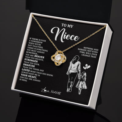Love Knot Necklace 18K Yellow Gold Finish | 2 | Personalized To My Niece Necklace From Aunt Auntie You Are Always In Mine Beautiful Niece Jewelry Birthday Graduation Christmas With Gift Box Message Card | teecentury