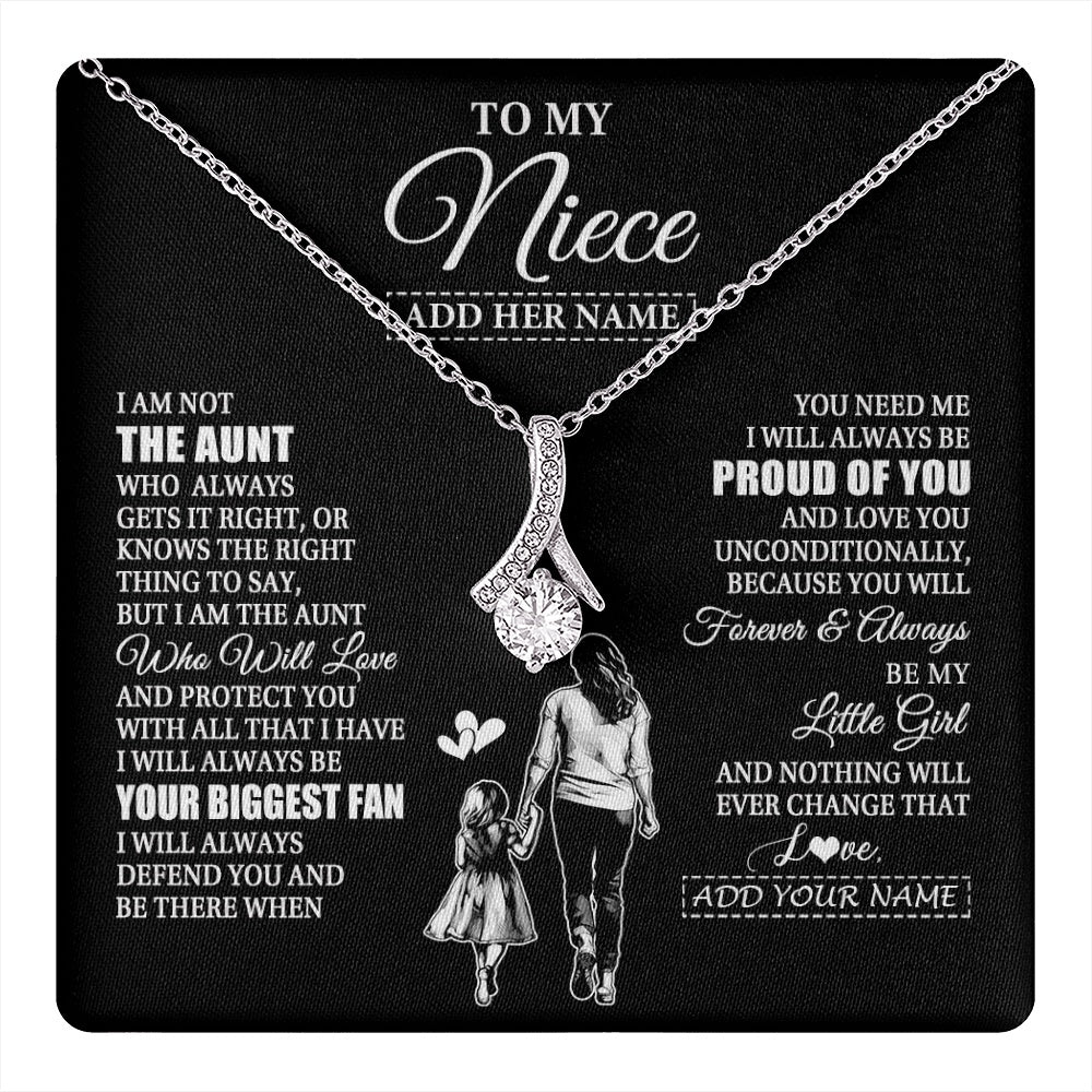 Alluring Beauty Necklace 14K White Gold Finish | 1 | Personalized To My Niece Necklace From Aunt Biggest Fan Birthday Gifts For Niece From Aunt Auntie Niece Graduation Christmas Customized Gift Box Message Card | teecentury.myshopify