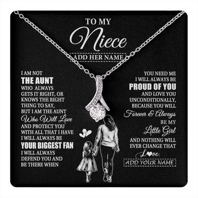 Alluring Beauty Necklace 14K White Gold Finish | 1 | Personalized To My Niece Necklace From Aunt Biggest Fan Birthday Gifts For Niece From Aunt Auntie Niece Graduation Christmas Customized Gift Box Message Card | teecentury.myshopify