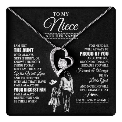 Forever Love Necklace 14K White Gold Finish | 1 | Personalized To My Niece Necklace From Aunt Biggest Fan Birthday Gifts For Niece From Aunt Auntie Niece Graduation Christmas Customized Gift Box Message Card | teecentury.myshopify