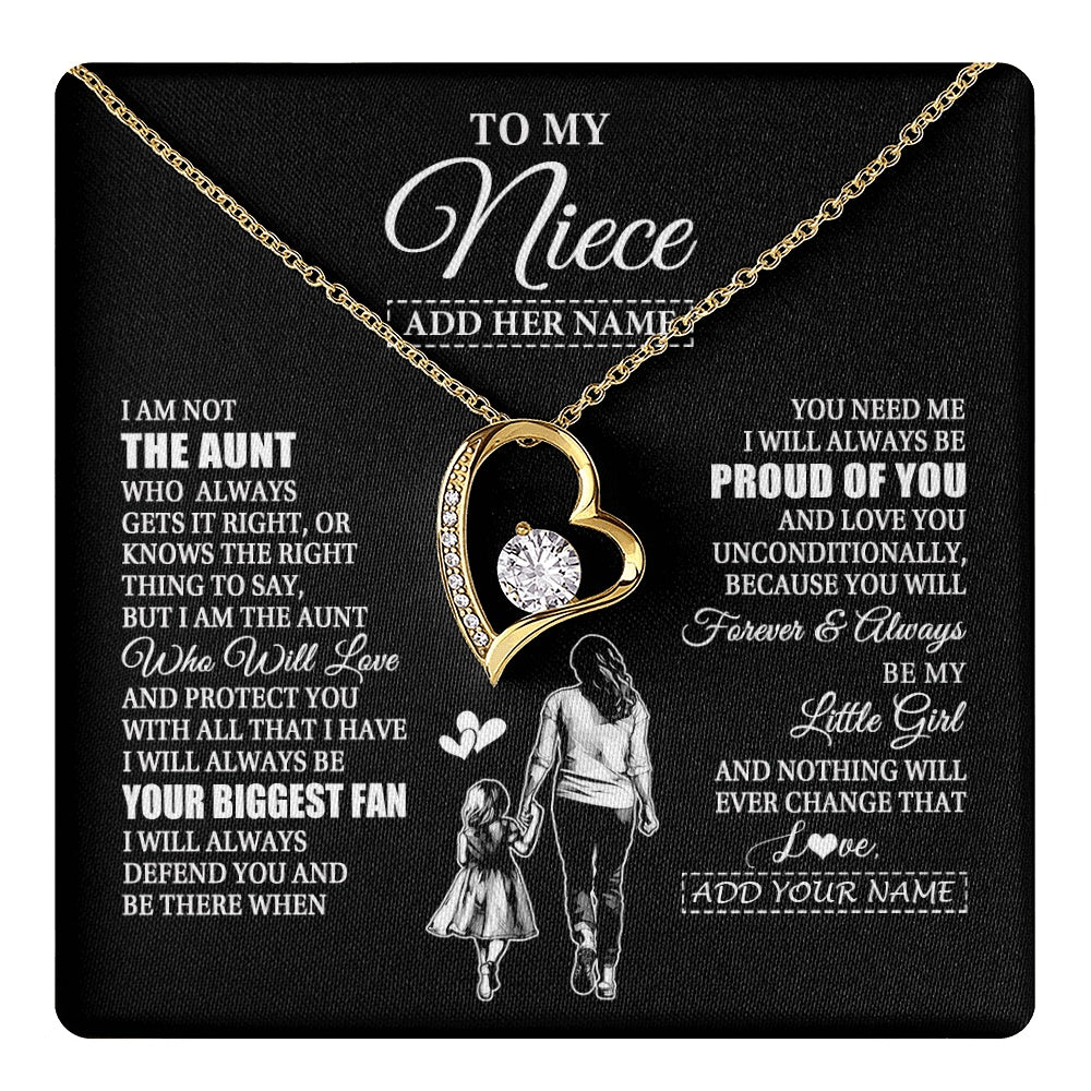 Forever Love Necklace 18K Yellow Gold Finish | 1 | Personalized To My Niece Necklace From Aunt Biggest Fan Birthday Gifts For Niece From Aunt Auntie Niece Graduation Christmas Customized Gift Box Message Card | teecentury.myshopify