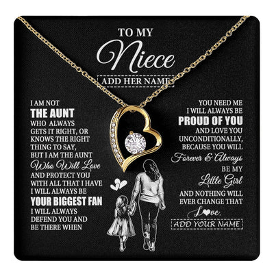 Forever Love Necklace 18K Yellow Gold Finish | 1 | Personalized To My Niece Necklace From Aunt Biggest Fan Birthday Gifts For Niece From Aunt Auntie Niece Graduation Christmas Customized Gift Box Message Card | teecentury.myshopify
