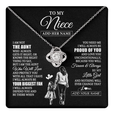 Love Knot Necklace 14K White Gold Finish | 1 | Personalized To My Niece Necklace From Aunt Biggest Fan Birthday Gifts For Niece From Aunt Auntie Niece Graduation Christmas Customized Gift Box Message Card | teecentury.myshopify
