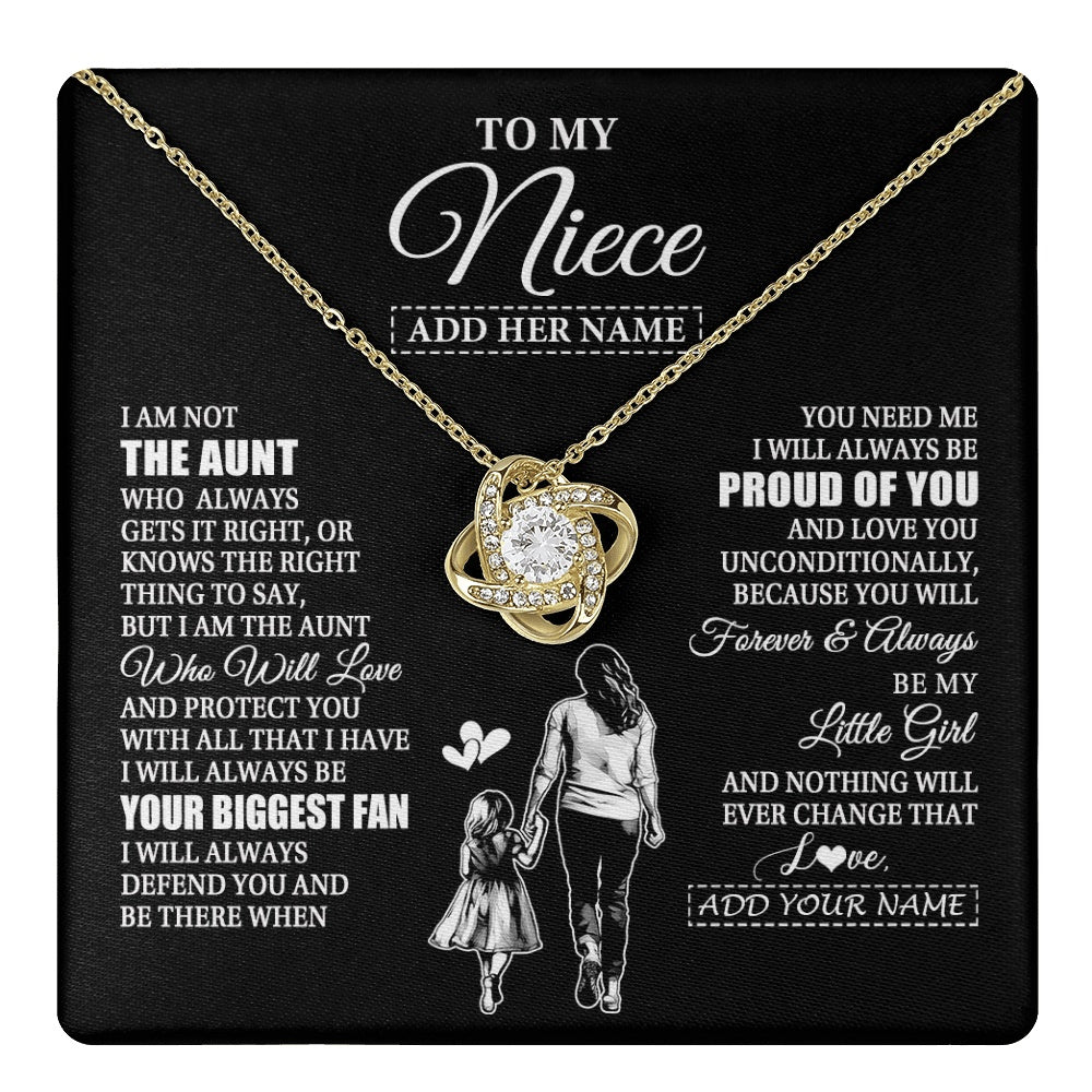 Love Knot Necklace 18K Yellow Gold Finish | 1 | Personalized To My Niece Necklace From Aunt Biggest Fan Birthday Gifts For Niece From Aunt Auntie Niece Graduation Christmas Customized Gift Box Message Card | teecentury.myshopify