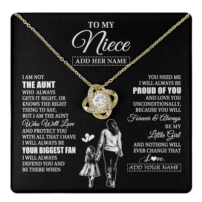 Love Knot Necklace 18K Yellow Gold Finish | 1 | Personalized To My Niece Necklace From Aunt Biggest Fan Birthday Gifts For Niece From Aunt Auntie Niece Graduation Christmas Customized Gift Box Message Card | teecentury.myshopify