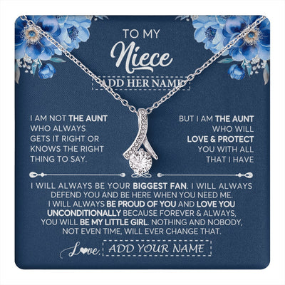 Alluring Beauty Necklace 14K White Gold Finish | 1 | Personalized To My Niece Necklace From Aunt Proud Of You Birthday Gifts For Niece Jewelry Gifts Graduation Christmas Customized Gift Box Message Card | https://teecentury.