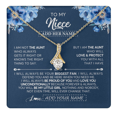 Alluring Beauty Necklace 18K Yellow Gold Finish | 1 | Personalized To My Niece Necklace From Aunt Proud Of You Birthday Gifts For Niece Jewelry Gifts Graduation Christmas Customized Gift Box Message Card | https://teecentury.